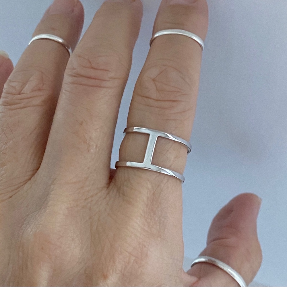 Sterling Silver Caged Ring, Silver H Rings, Silver Bands, Boho Ring